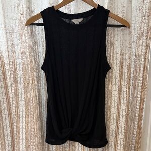 Time and Tru Black Twist Front Tank Top